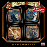 Hörbuch Box 1 (Sherlock Holmes - Die geheimen Fälle des Meisterdetektivs Folgen 1, 2, 3, 4)  - Autor Arthur Conan Doyle.   - gelesen von Schauspielergruppe
