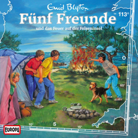 Hörbuch Folge 113: Fünf Freunde und das Feuer auf der Felseninsel  - Autor Enid Blyton   - gelesen von Fünf Freunde.