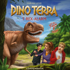 Hörbuch Folge 01: T-Rex Alarm  - Autor Fabian Lenk   - gelesen von Dino Terra.