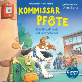 Hörbuch Kommissar Pfote (Band 3) - Schnüffel-Einsatz auf dem Schulhof  - Autor Katja Reider   - gelesen von Alex Bolte