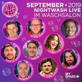 Hörbuch NightWash Live, September 2019  - Autor Simon Stäblein, Sven Bensmann, Nick Schmid, Timon Krause, Dominic Wozniak, Phil Laude, David Kebekus, Costa, Christin Jugsch   - gelesen von Schauspielergruppe